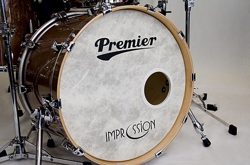 A photo of a kick drum (or bass drum)